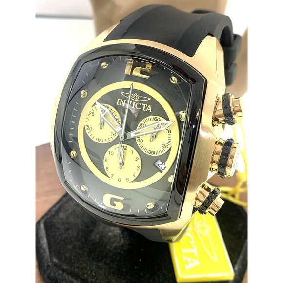 Invicta Other - Invicta Men's Watch 10067 Lupah Quartz Chronograph Gold Black Rubber Strap 48mm